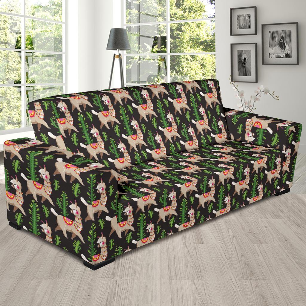 Alpaca Cactus Design Themed Print Sofa Slipcover-JTAMIGO.COM