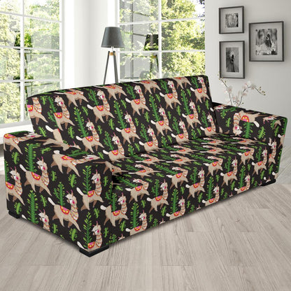 Alpaca Cactus Design Themed Print Sofa Slipcover-JTAMIGO.COM