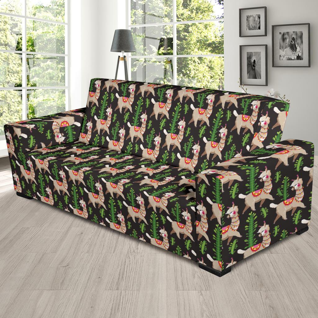 Alpaca Cactus Design Themed Print Sofa Slipcover-JTAMIGO.COM