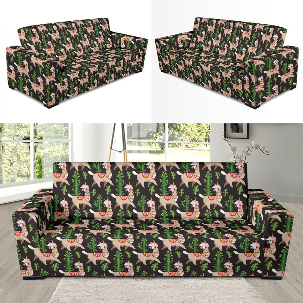 Alpaca Cactus Design Themed Print Sofa Slipcover-JTAMIGO.COM
