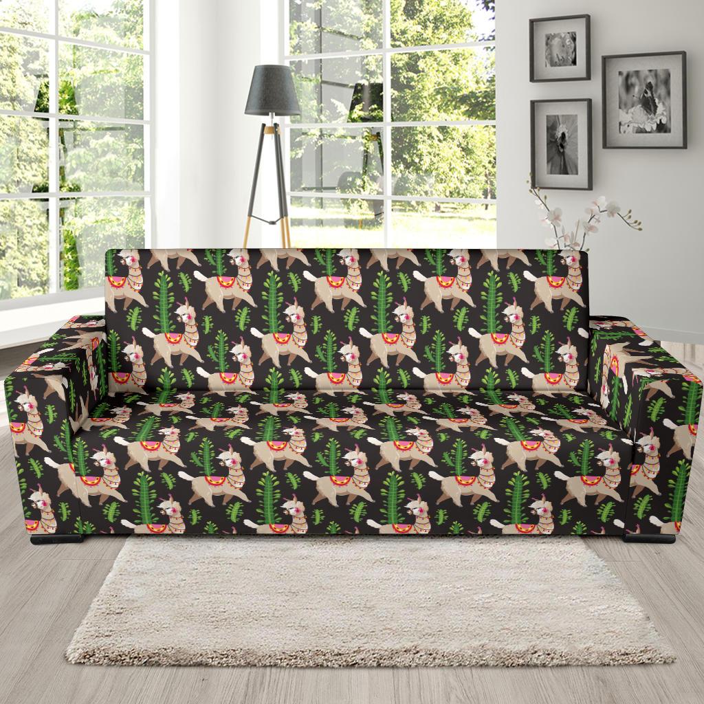 Alpaca Cactus Design Themed Print Sofa Slipcover-JTAMIGO.COM