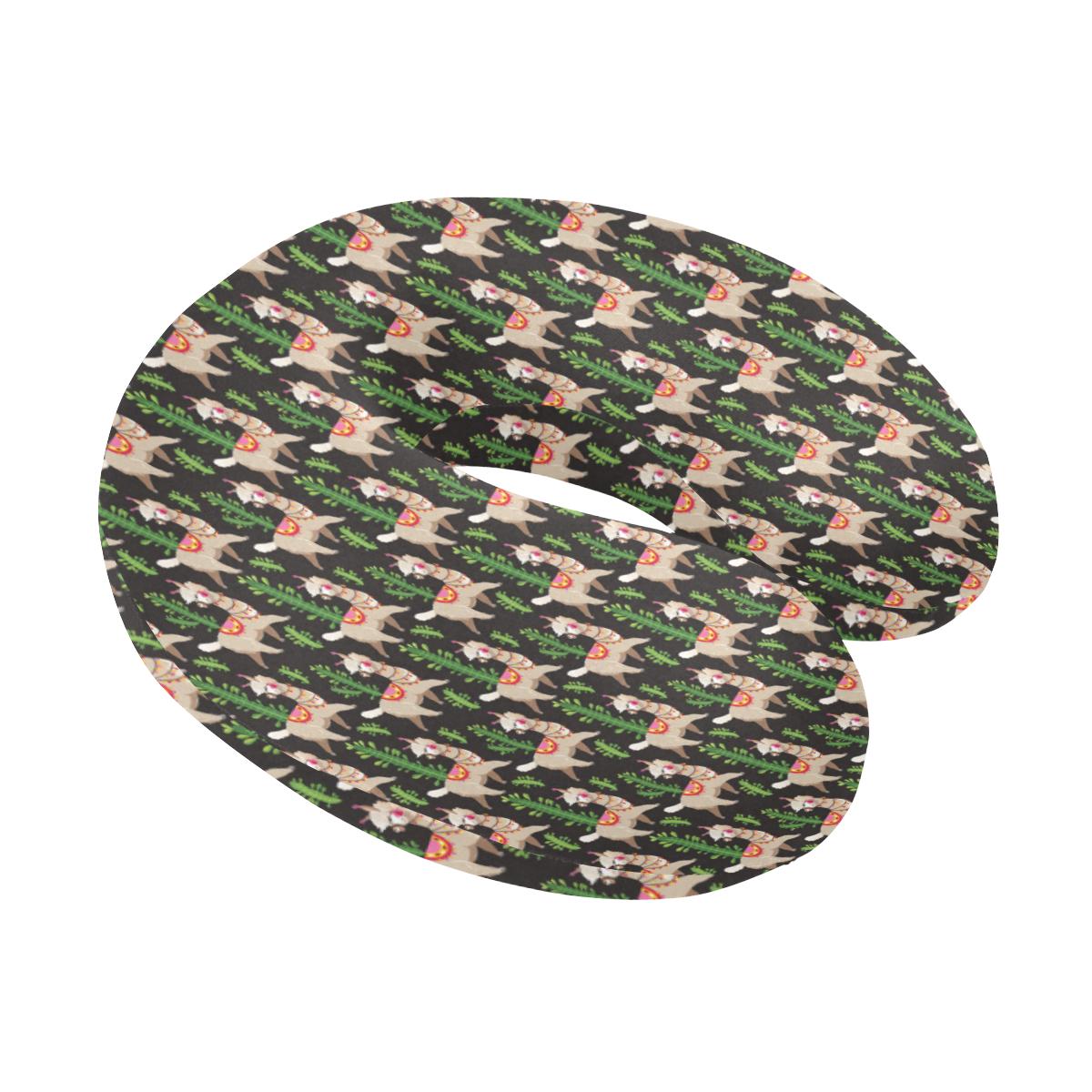 Alpaca Cactus Design Themed Print U-Shaped Travel Neck Pillow-JTAMIGO.COM