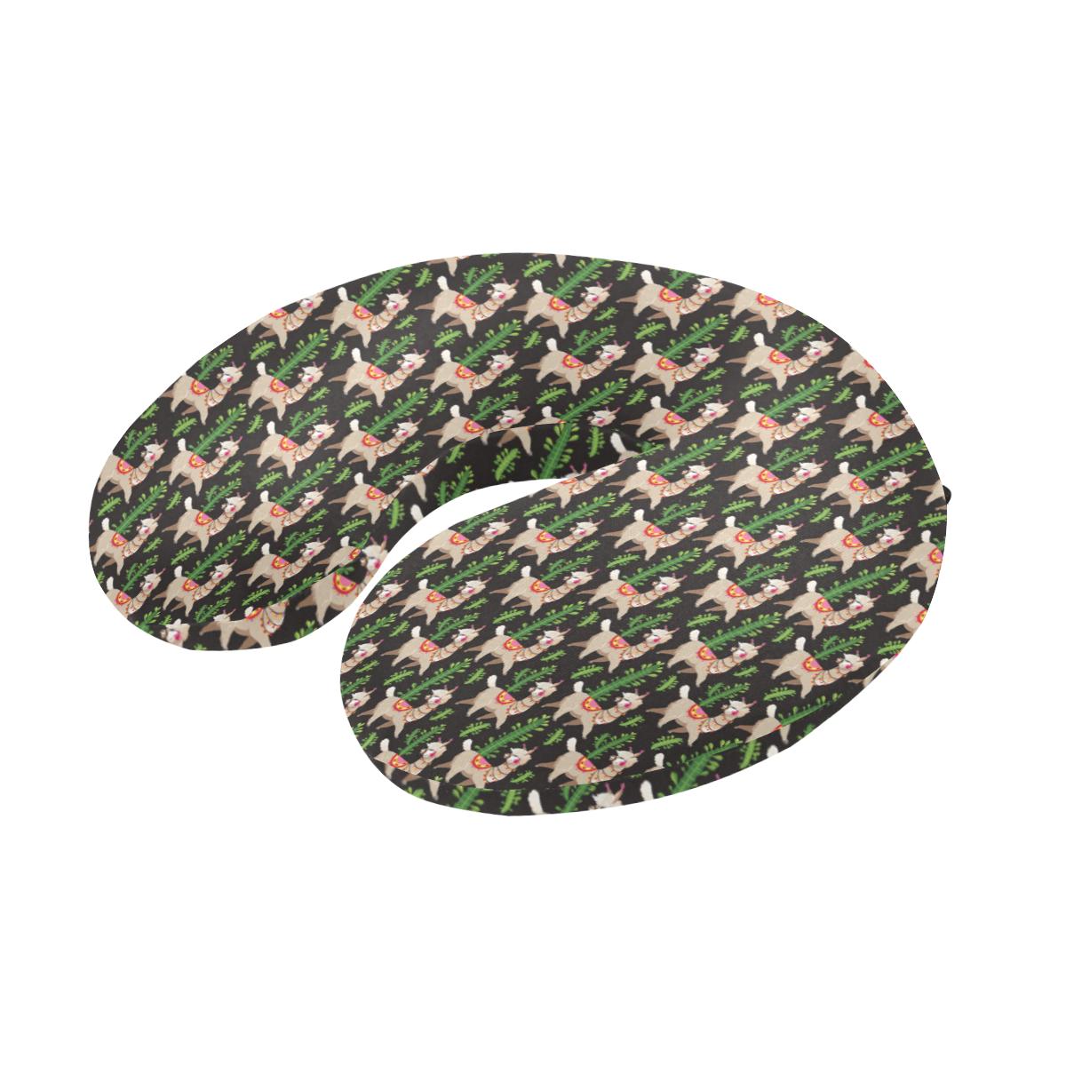 Alpaca Cactus Design Themed Print U-Shaped Travel Neck Pillow-JTAMIGO.COM
