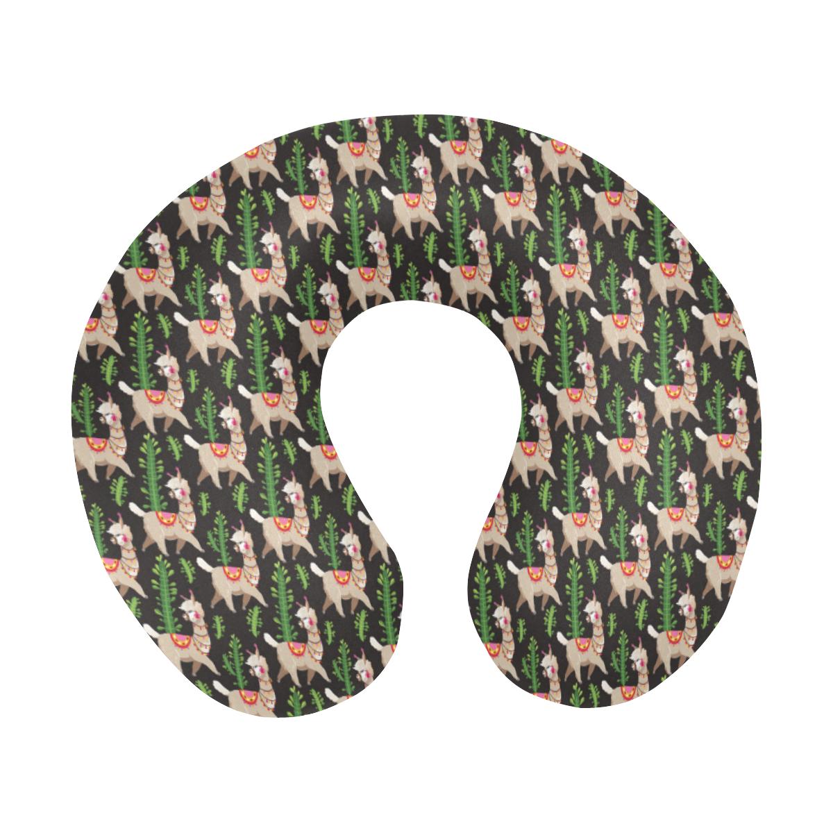 Alpaca Cactus Design Themed Print U-Shaped Travel Neck Pillow-JTAMIGO.COM