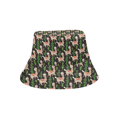 Alpaca Cactus Design Themed Print Unisex Bucket Hat