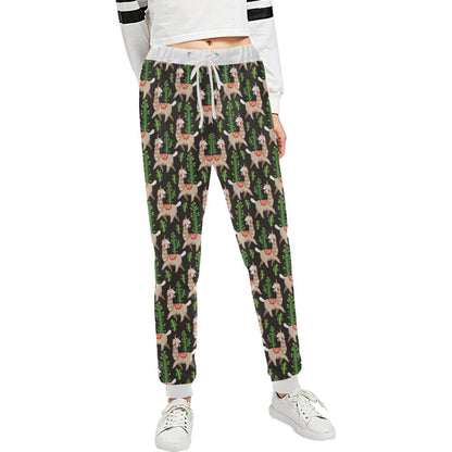 Alpaca Cactus Design Themed Print Unisex Casual Sweatpants (Model L11)-JTAMIGO.COM