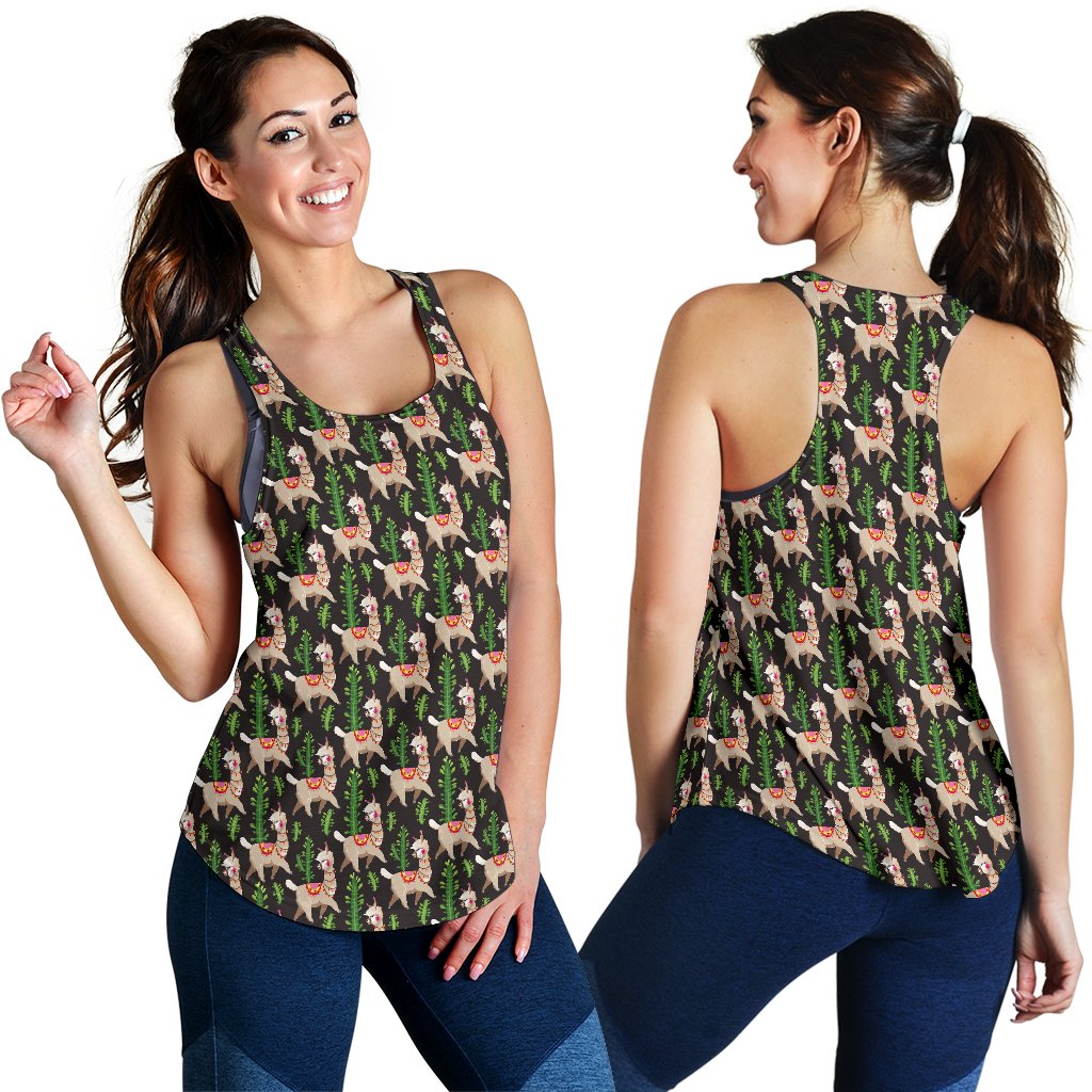 Alpaca Cactus Design Themed Print Women Racerback Tank Top