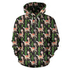 Alpaca Cactus Design Themed Print Zip Up Hoodie