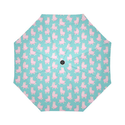 Alpaca Cartoon Design Themed Print Automatic Foldable Umbrella