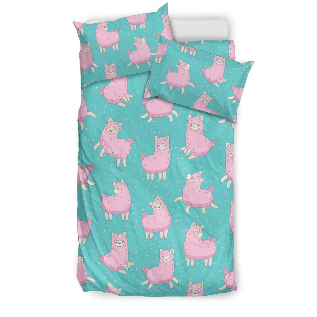 Alpaca Cartoon Design Themed Print Duvet Cover Bedding Set