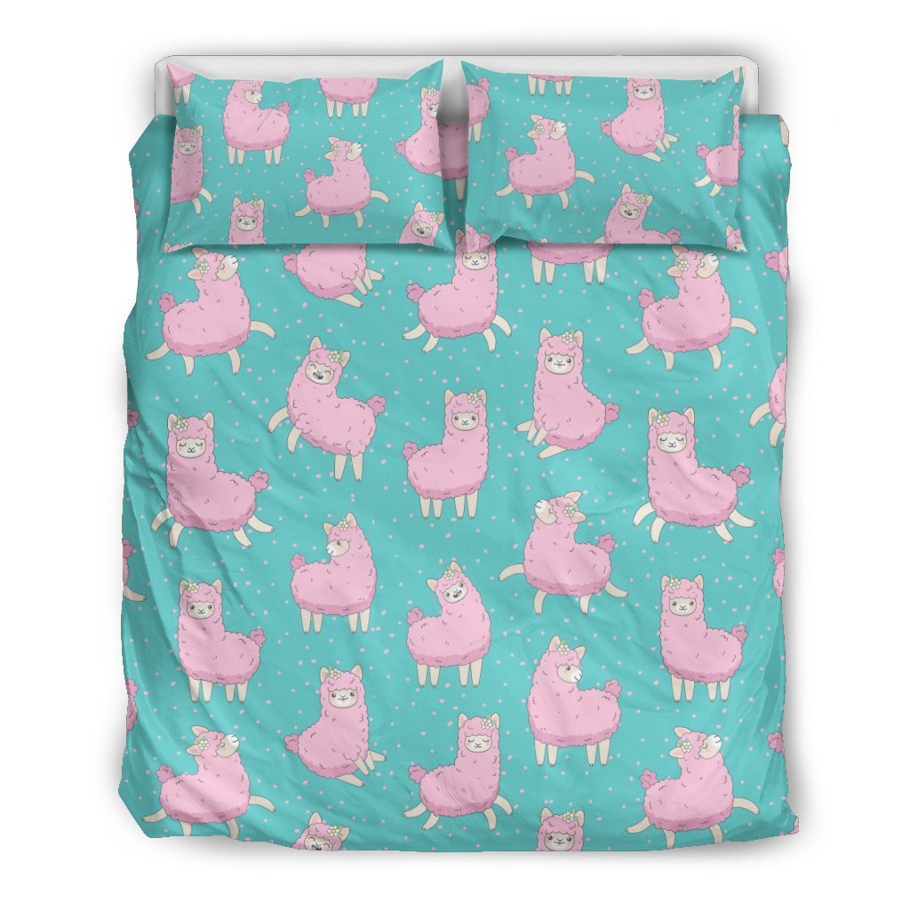 Alpaca Cartoon Design Themed Print Duvet Cover Bedding Set
