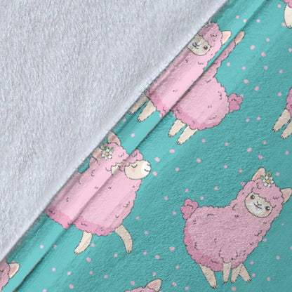 Alpaca Cartoon Design Themed Print Fleece Blanket