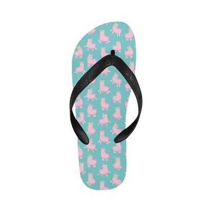Alpaca Cartoon Design Themed Print Flip Flops-JTAMIGO.COM