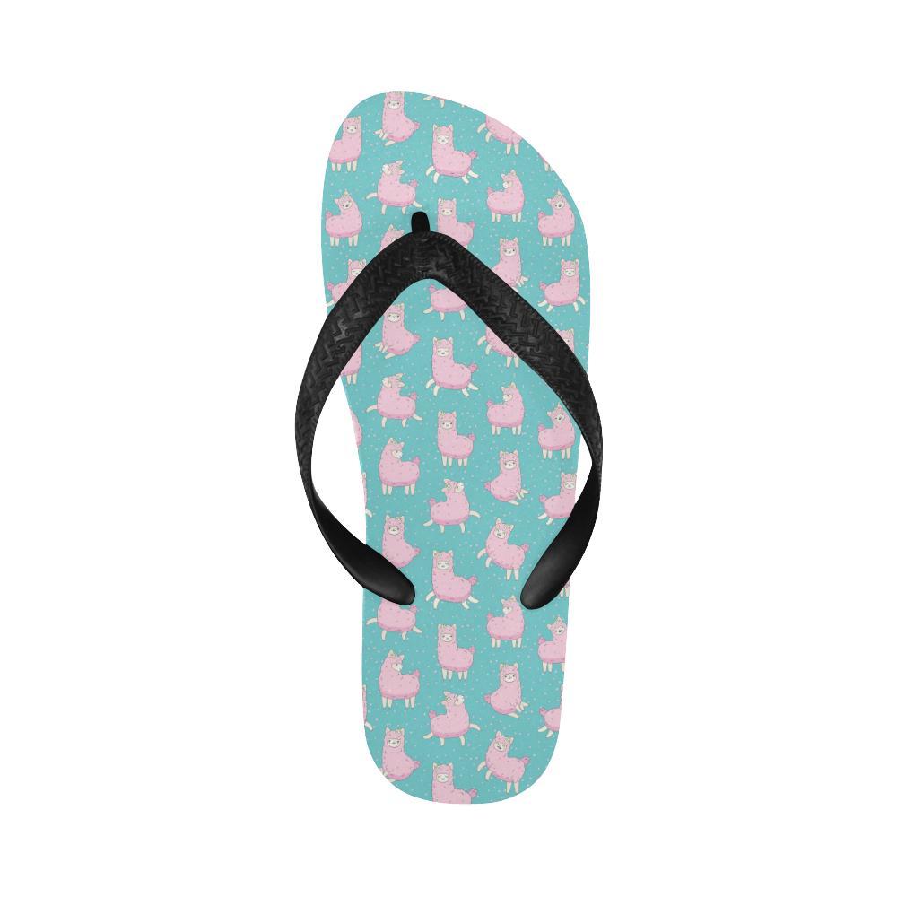 Alpaca Cartoon Design Themed Print Flip Flops-JTAMIGO.COM