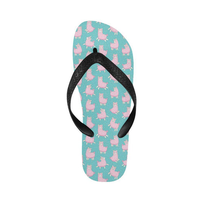Alpaca Cartoon Design Themed Print Flip Flops-JTAMIGO.COM