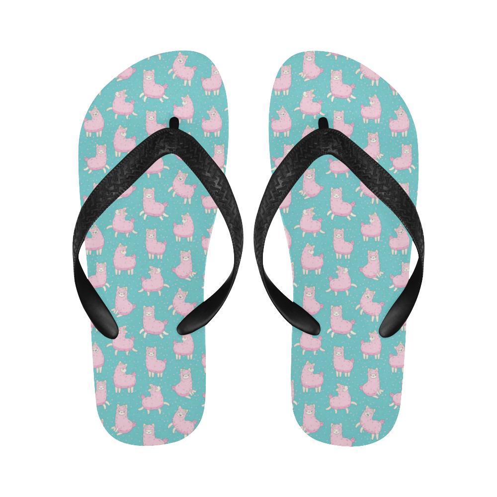 Alpaca Cartoon Design Themed Print Flip Flops-JTAMIGO.COM