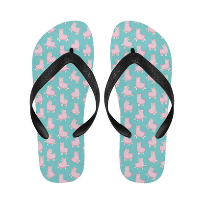 Alpaca Cartoon Design Themed Print Flip Flops-JTAMIGO.COM