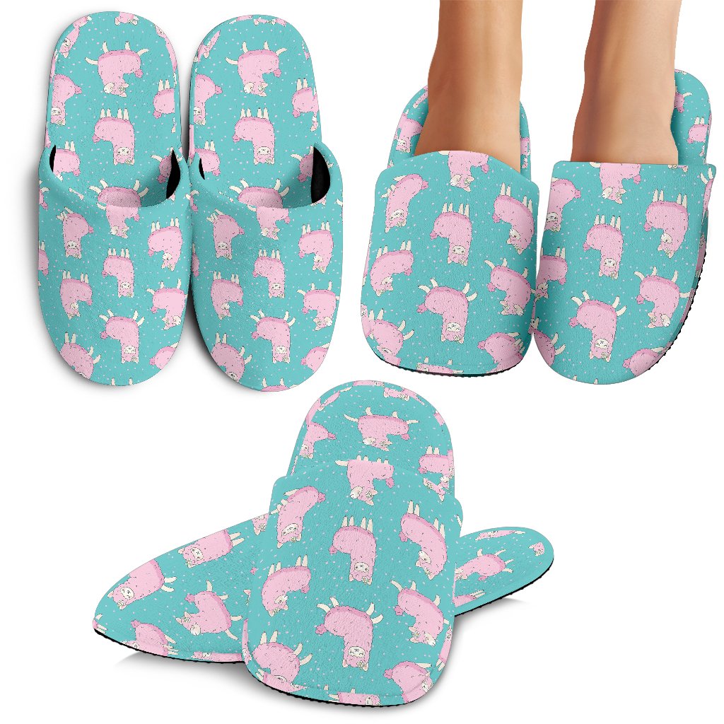 Alpaca Cartoon Design Themed Print House Slippers
