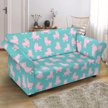 Alpaca Cartoon Design Themed Print Loveseat Slipcover-JTAMIGO.COM