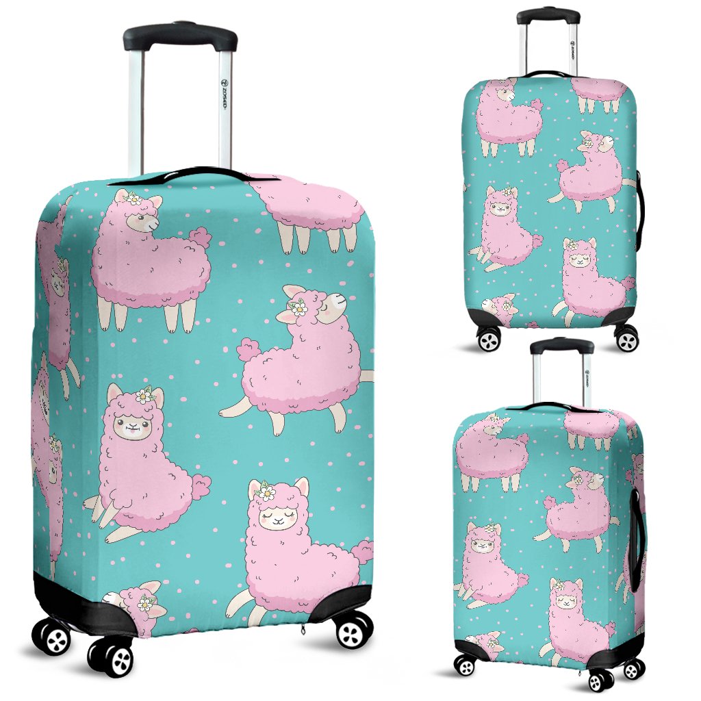 Alpaca Cartoon Design Themed Print Luggage Cover Protector