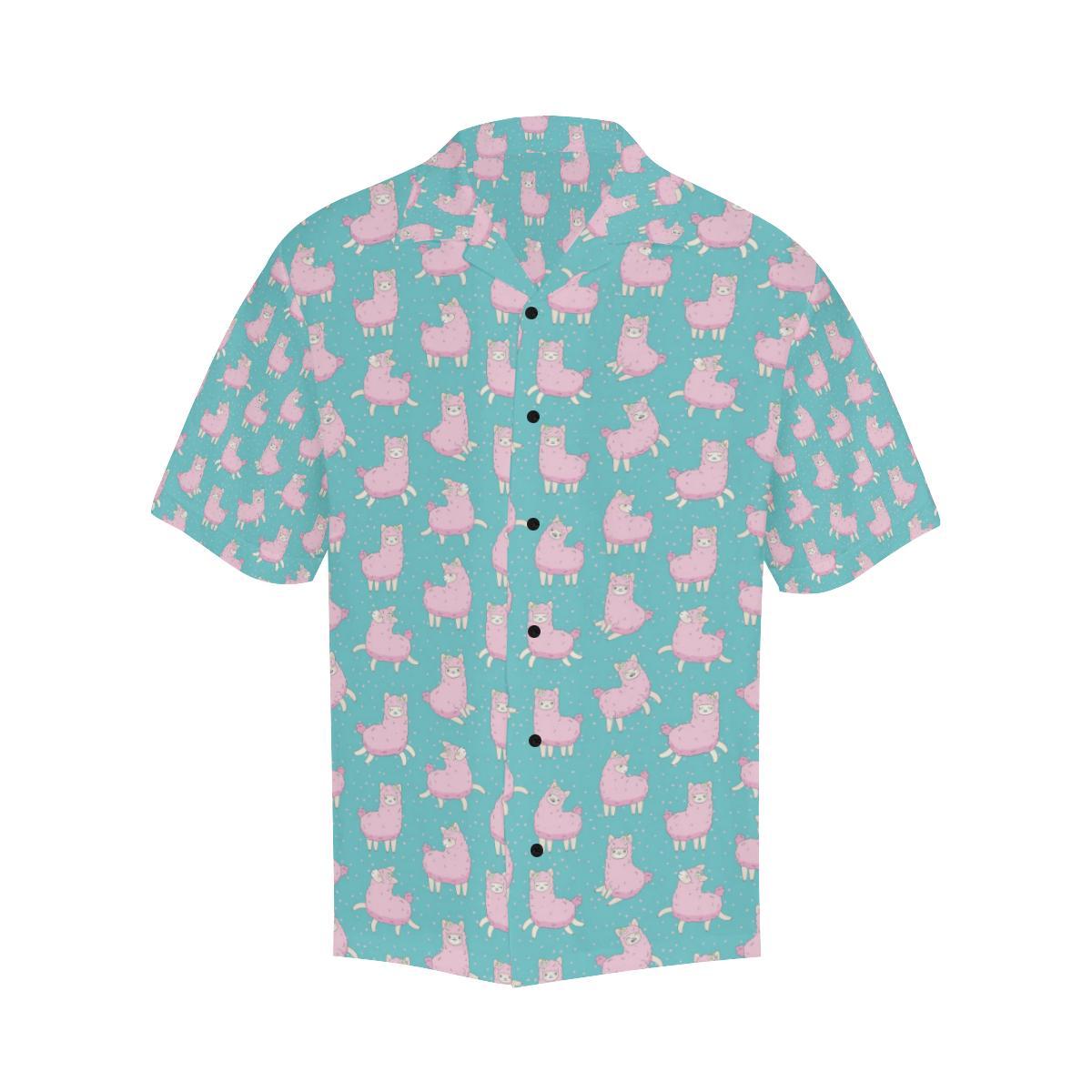 Alpaca Cartoon Design Themed Print Men Aloha Hawaiian Shirt