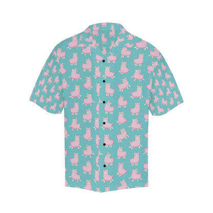 Alpaca Cartoon Design Themed Print Men Aloha Hawaiian Shirt
