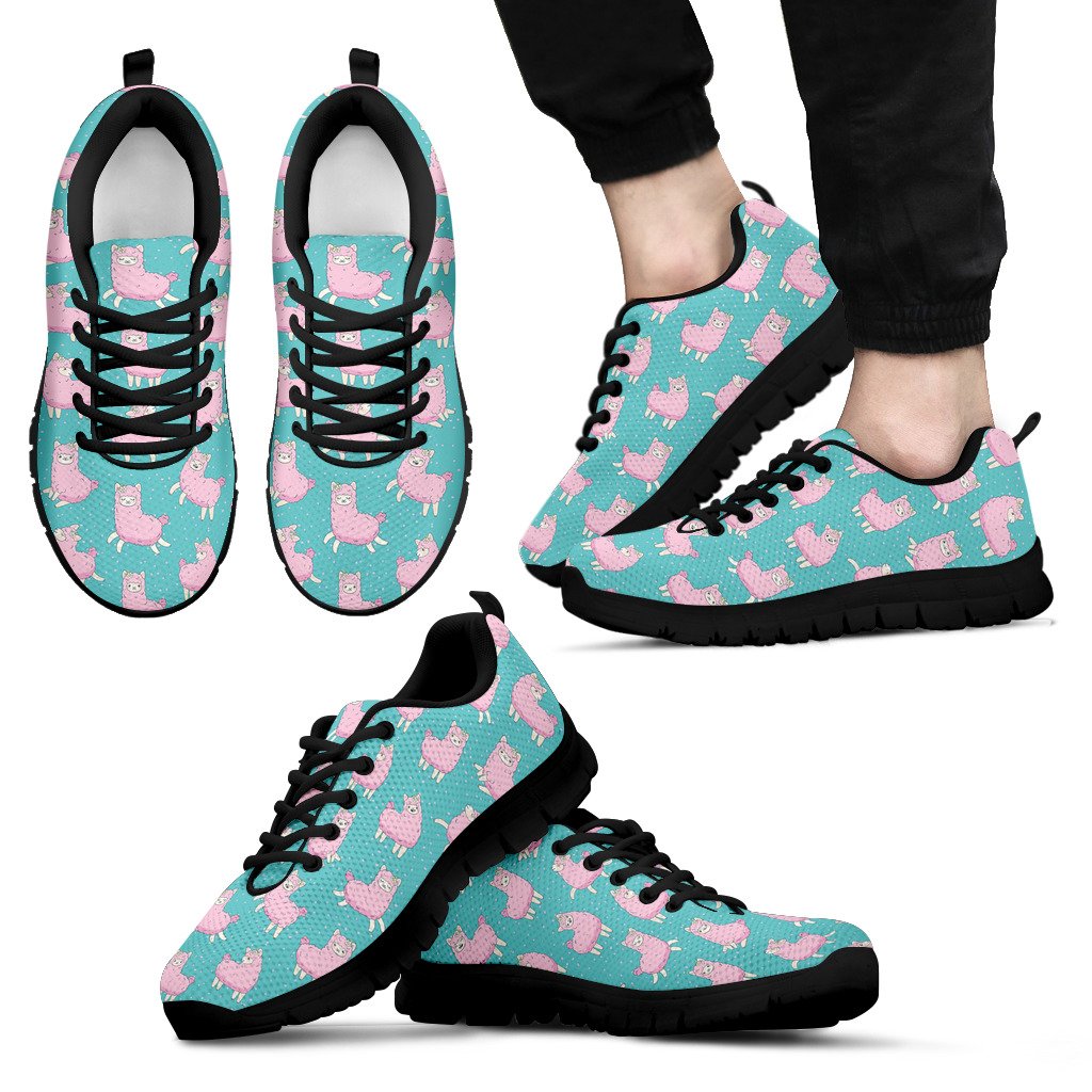 Alpaca Cartoon Design Themed Print Men Sneakers Shoes