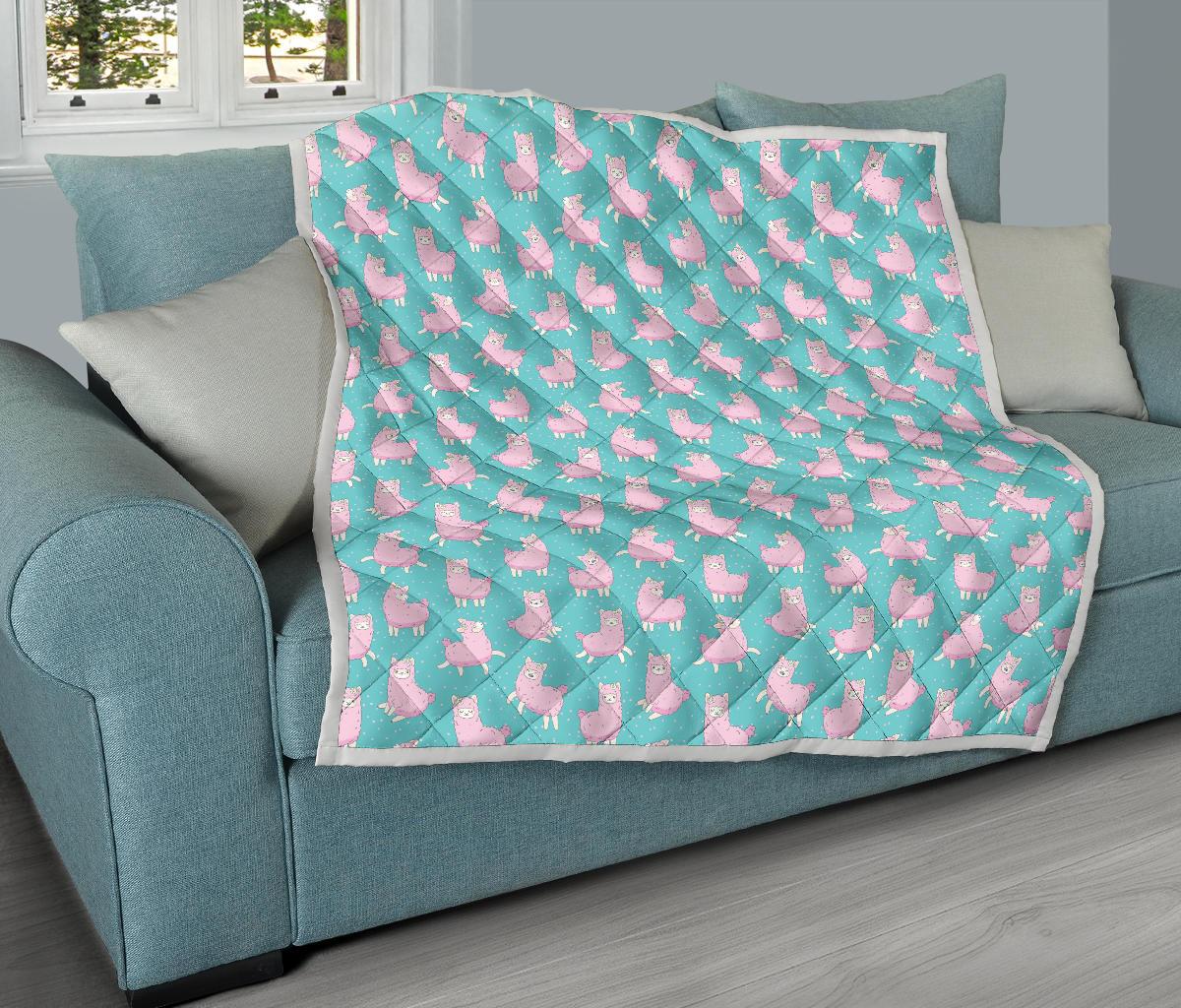 Alpaca Cartoon Design Themed Print Premium Quilt-JTAMIGO.COM