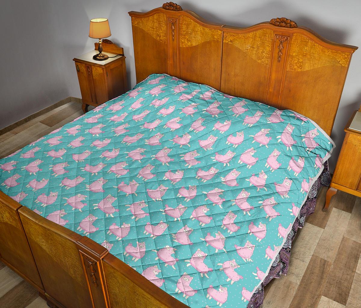 Alpaca Cartoon Design Themed Print Premium Quilt-JTAMIGO.COM