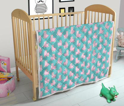 Alpaca Cartoon Design Themed Print Premium Quilt-JTAMIGO.COM