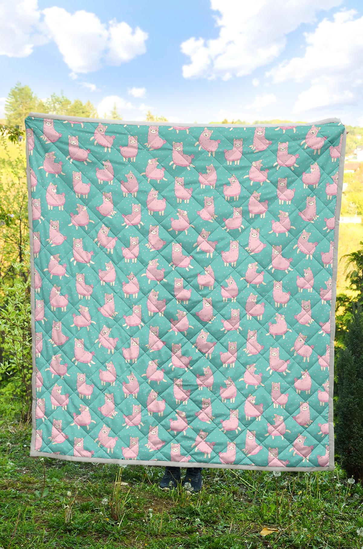 Alpaca Cartoon Design Themed Print Premium Quilt-JTAMIGO.COM