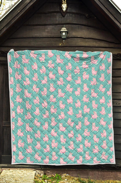 Alpaca Cartoon Design Themed Print Premium Quilt-JTAMIGO.COM
