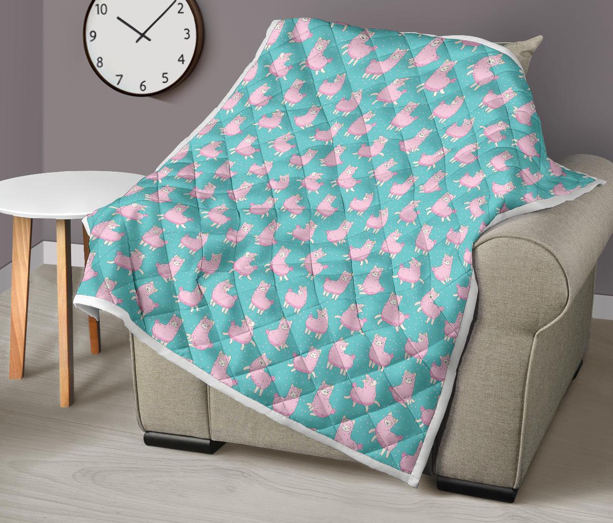 Alpaca Cartoon Design Themed Print Premium Quilt-JTAMIGO.COM