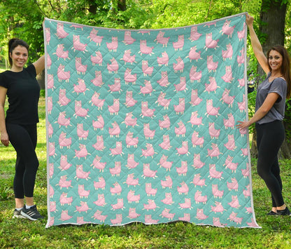 Alpaca Cartoon Design Themed Print Premium Quilt-JTAMIGO.COM