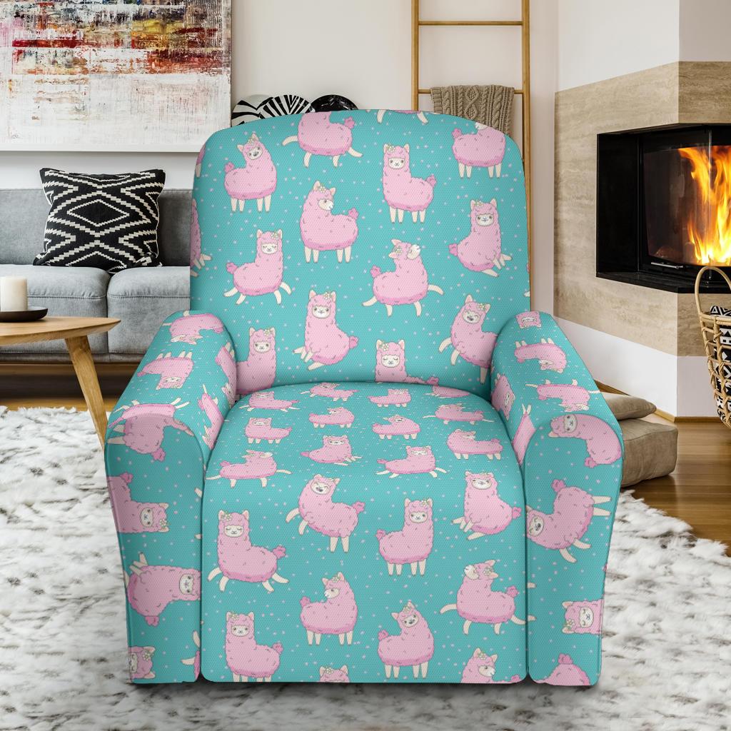 Alpaca Cartoon Design Themed Print Single Sofa Slipcover -JTAMIGO.COM