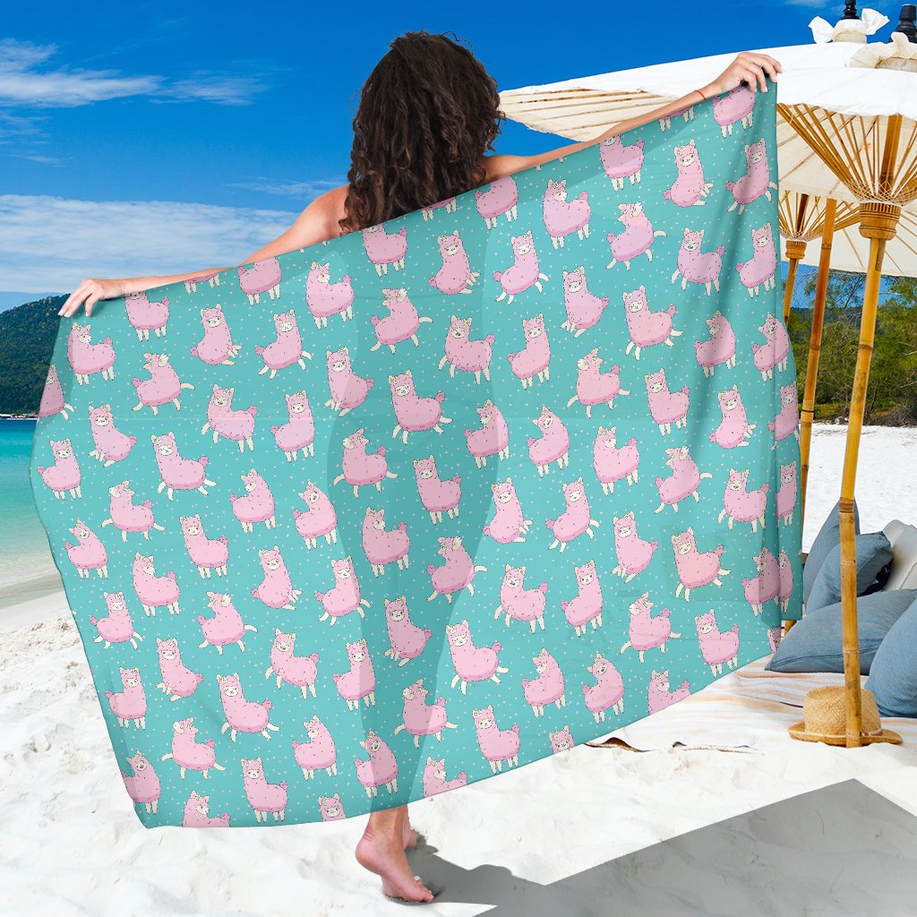 Alpaca Cartoon Design Themed Print Sarong Pareo Wrap