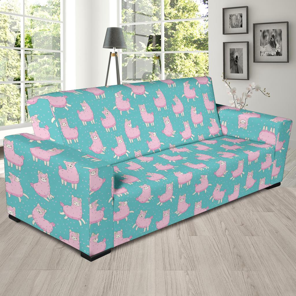 Alpaca Cartoon Design Themed Print Sofa Slipcover-JTAMIGO.COM