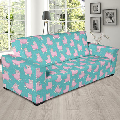 Alpaca Cartoon Design Themed Print Sofa Slipcover-JTAMIGO.COM