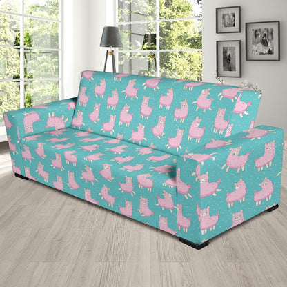 Alpaca Cartoon Design Themed Print Sofa Slipcover-JTAMIGO.COM