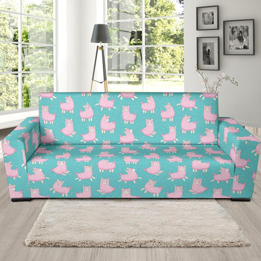 Alpaca Cartoon Design Themed Print Sofa Slipcover-JTAMIGO.COM