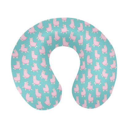 Alpaca Cartoon Design Themed Print U-Shaped Travel Neck Pillow-JTAMIGO.COM