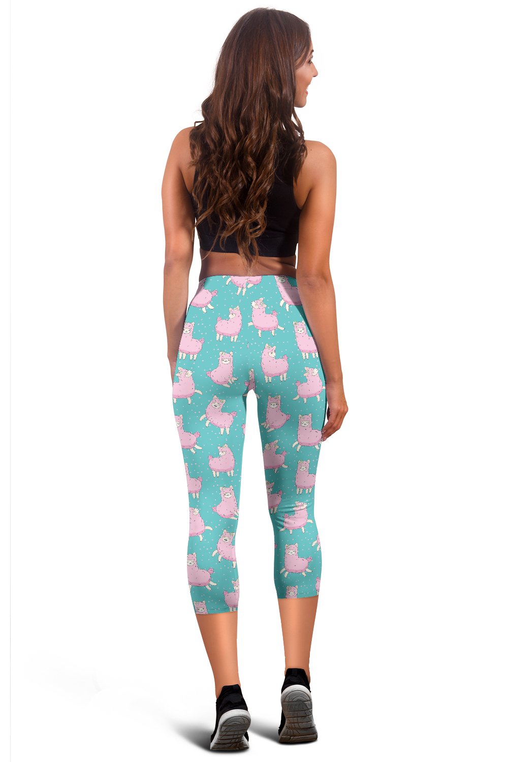 Alpaca Cartoon Design Themed Print Women Capris
