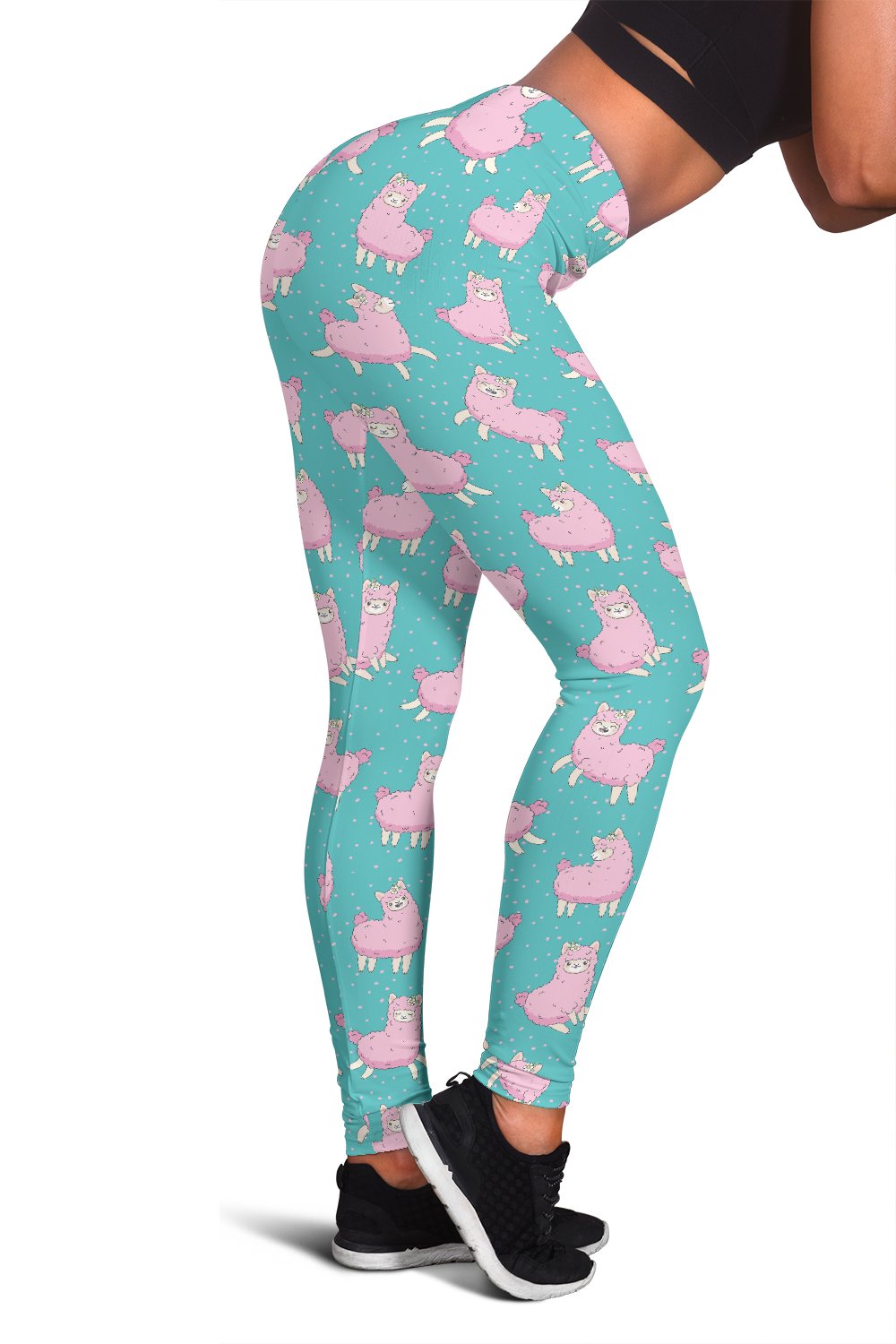 Alpaca Cartoon Design Themed Print Women Leggings
