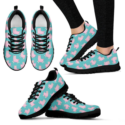 Alpaca Cartoon Design Themed Print Women Sneakers Shoes