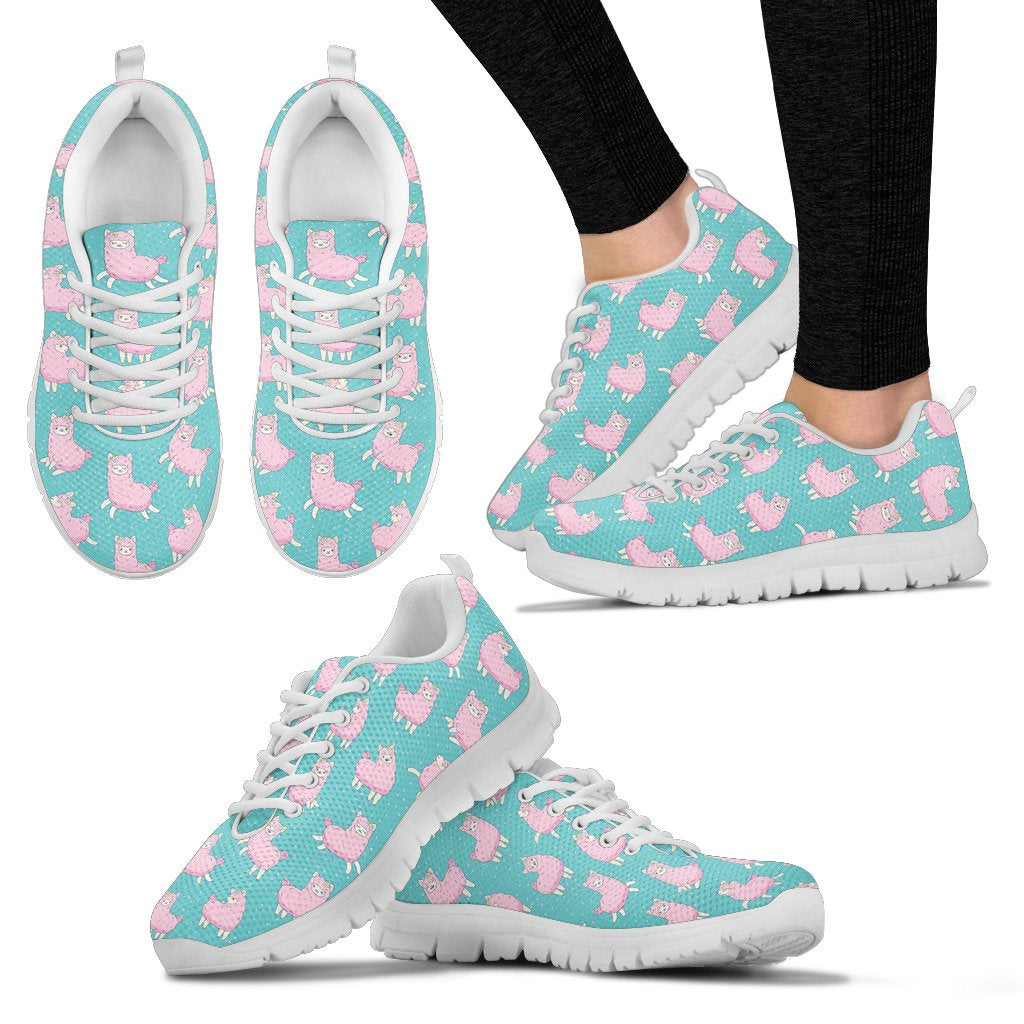 Alpaca Cartoon Design Themed Print Women Sneakers Shoes