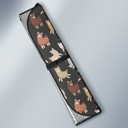 Alpaca Cute Design Themed Print Car Sun Shade For Windshield
