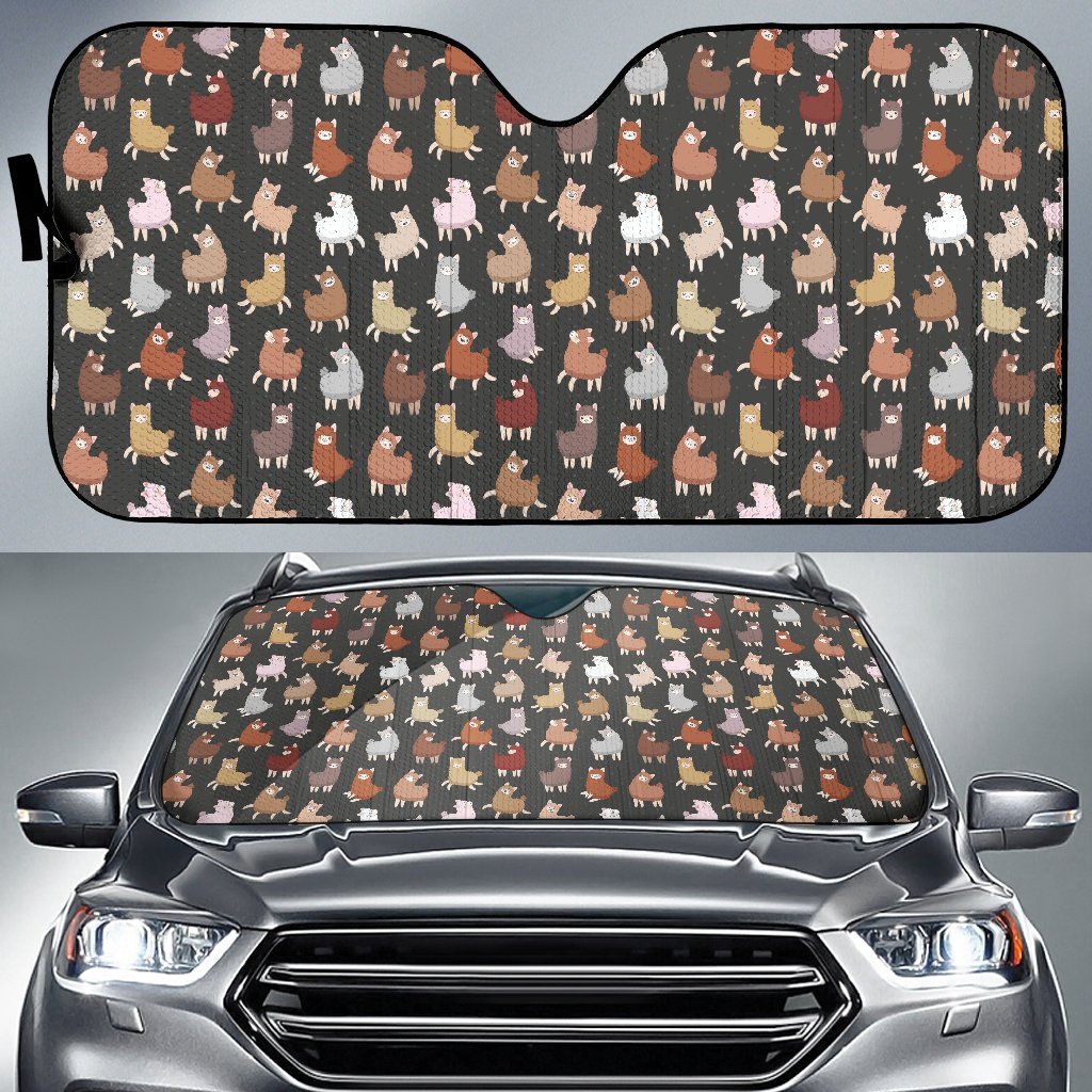 Alpaca Cute Design Themed Print Car Sun Shade For Windshield