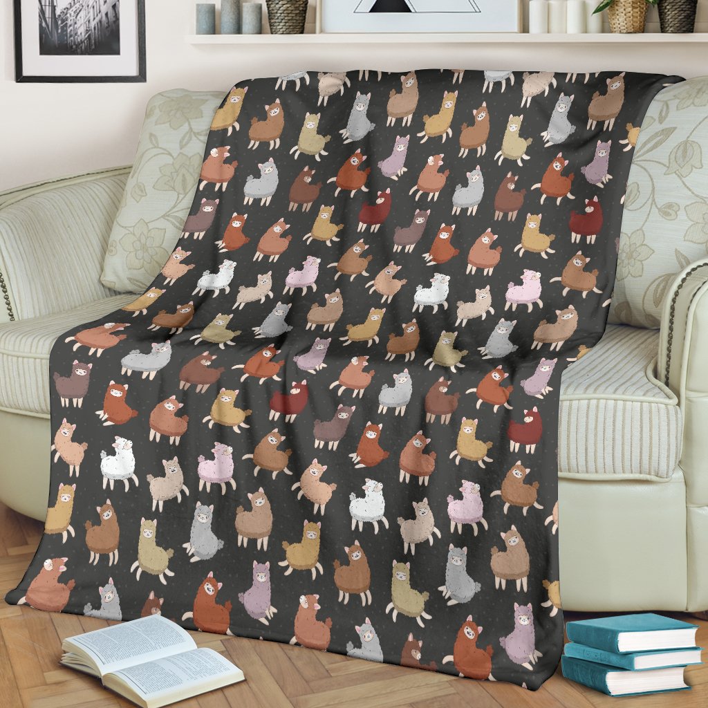 Alpaca Cute Design Themed Print Fleece Blanket