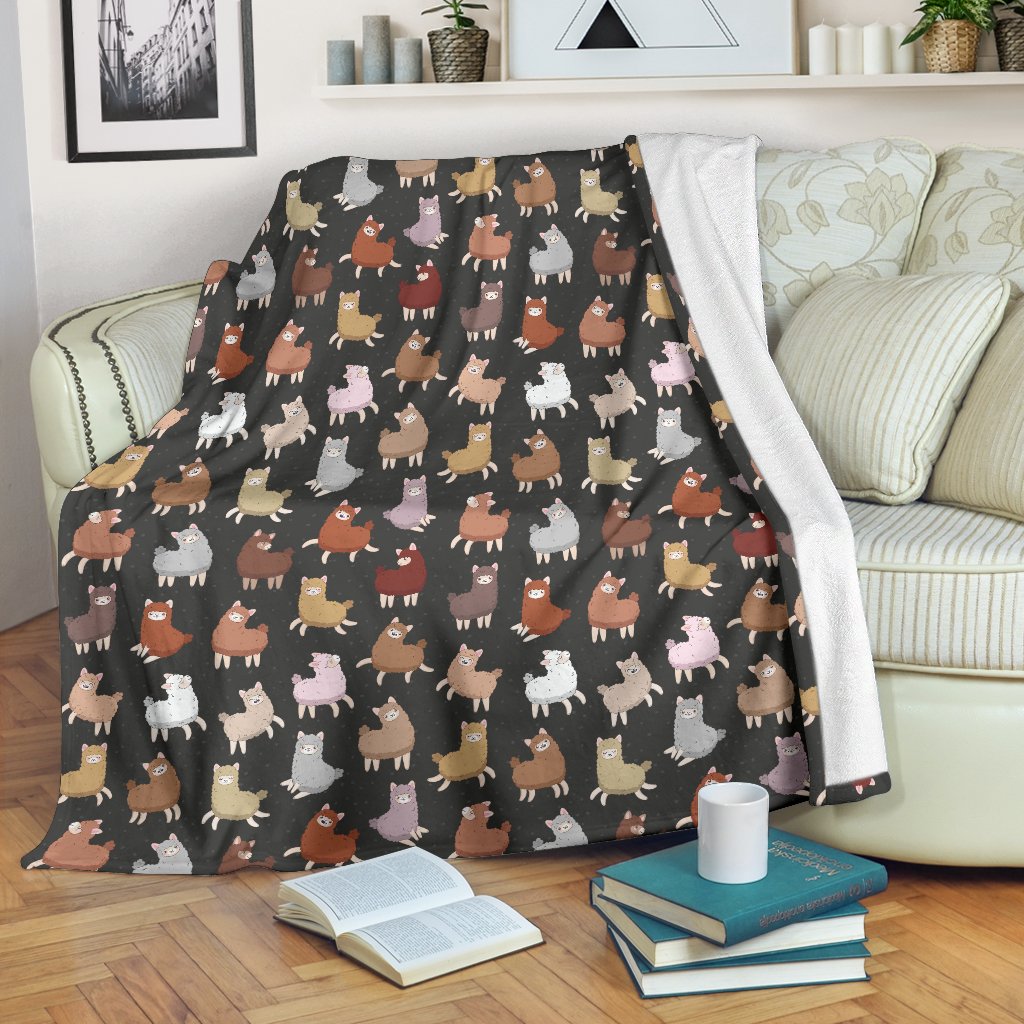 Alpaca Cute Design Themed Print Fleece Blanket