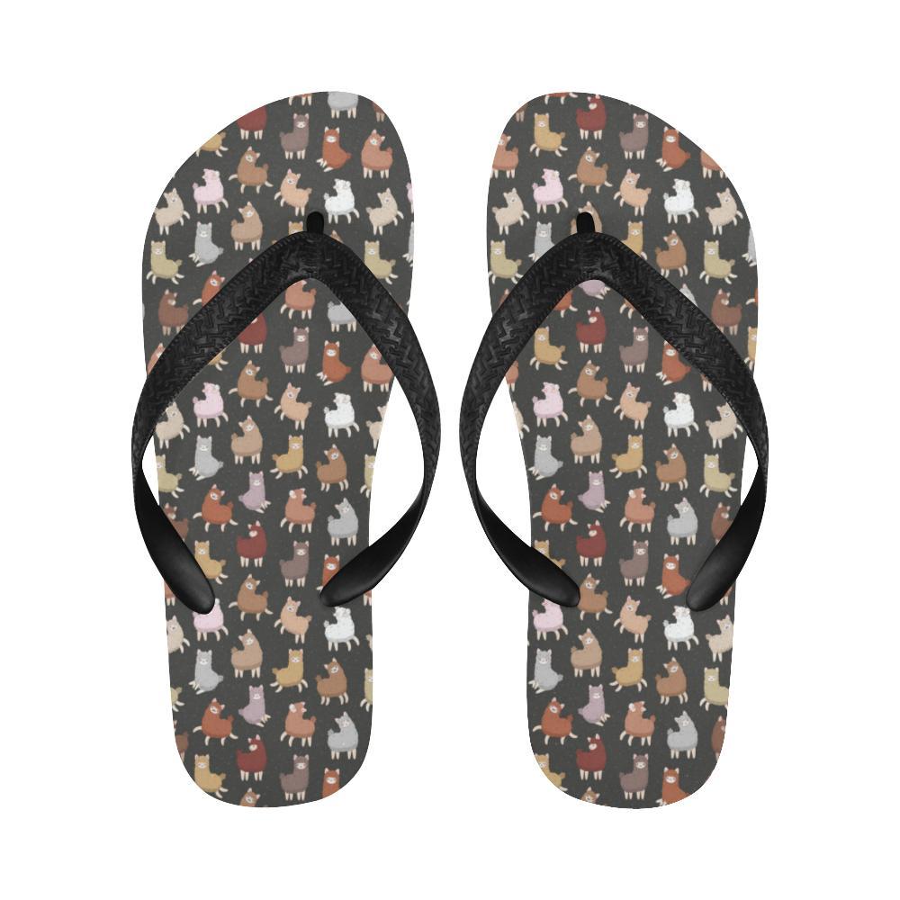 Alpaca Cute Design Themed Print Flip Flops-JTAMIGO.COM